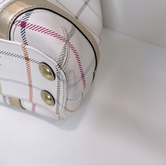 Coach F19176 Peyton Tattersall Plaid Satchel Tote Coated Canvas Ivory Multi H013 - Picture 10 of 16